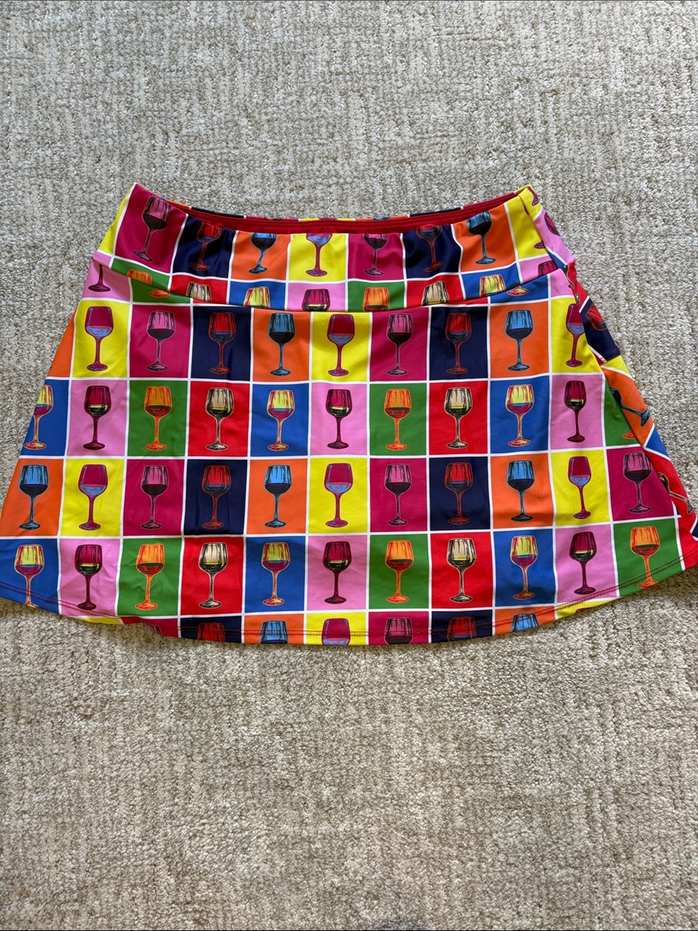 Wine Glass Print Women's Tennis Skirt - Multicolor